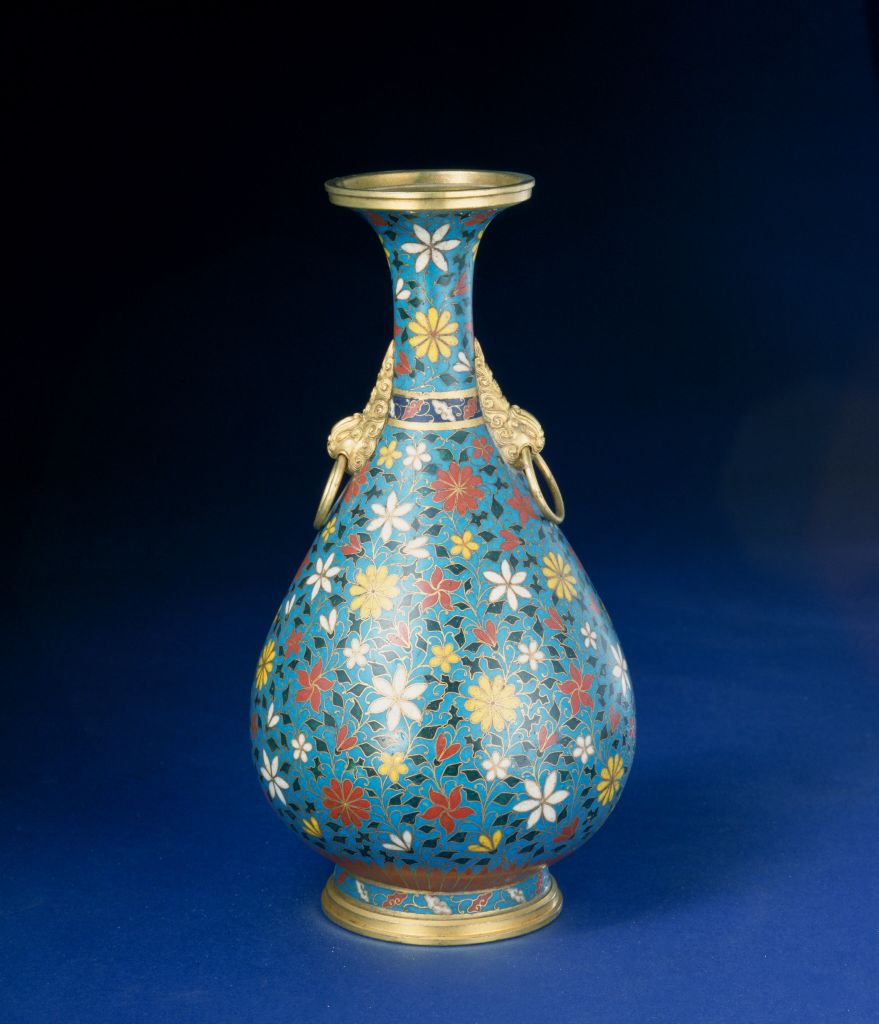 图片[1]-Spring vase with filigree enamel flower pattern jade pot-China Archive